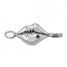 Metal charm / connector Lips Antique silver